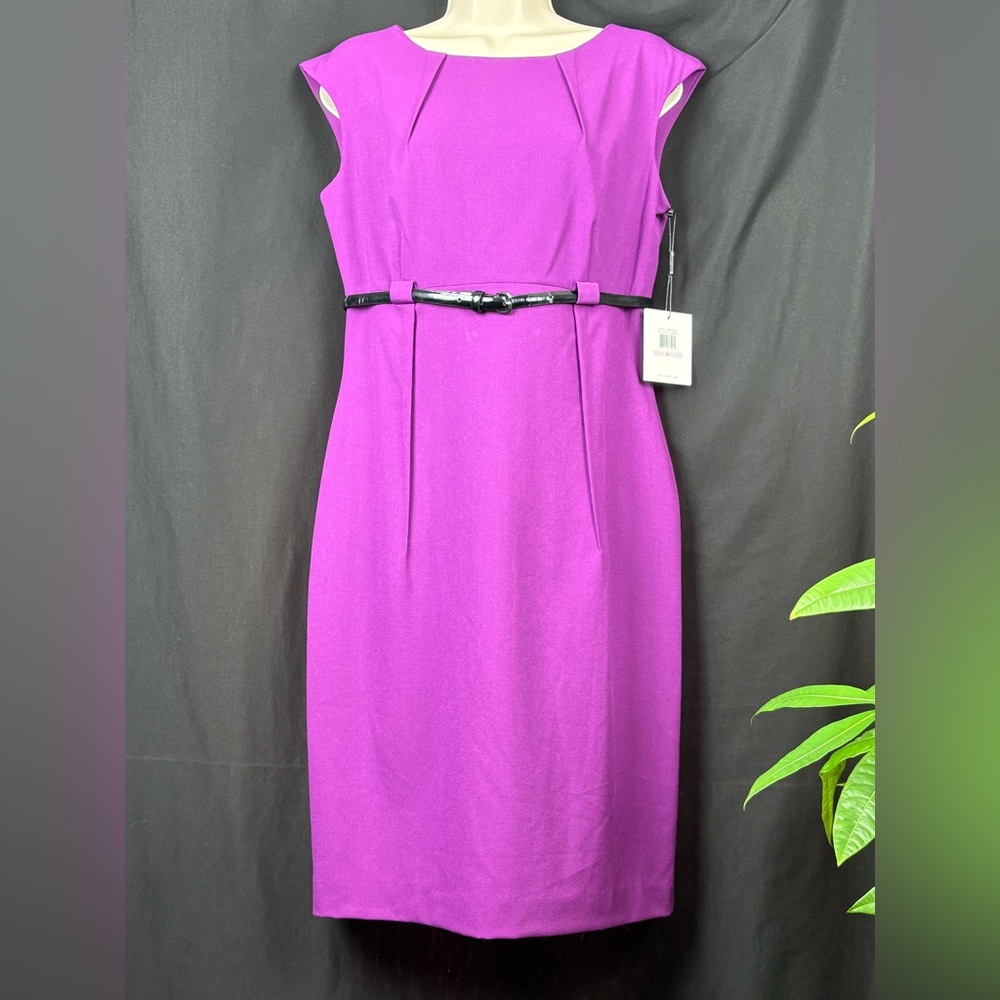 Calvin Klein Vibrant Mulberry Midi Shift Dress NWT